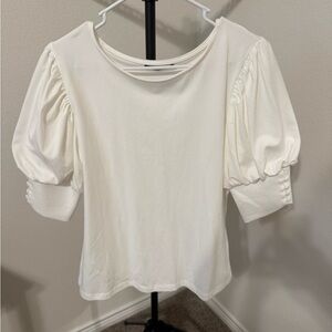 Elegant White Puff Sleeve Top